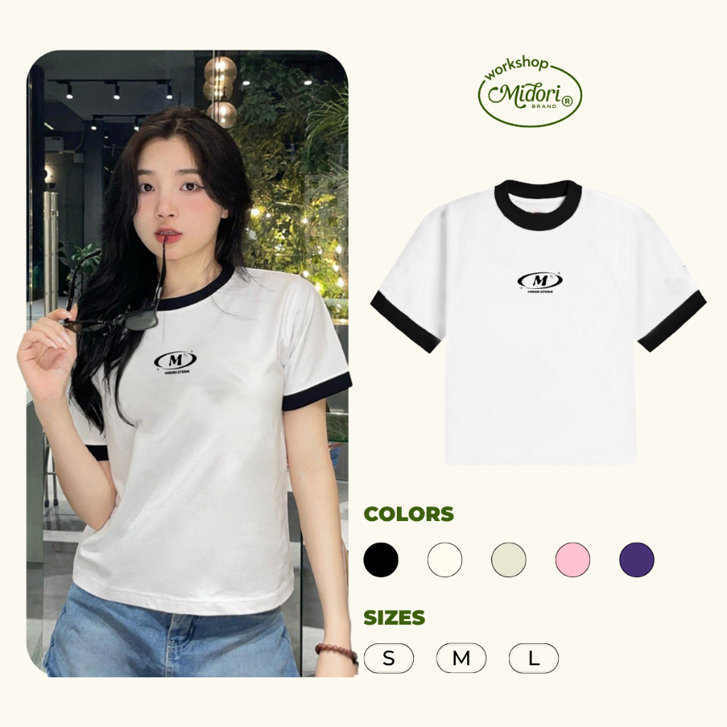 Áo Thun Baby Tee LOGO M Cao Cấp Phông Nam Nữ Unisex Đơn Giản Cotton Local Brand | Mi Midori