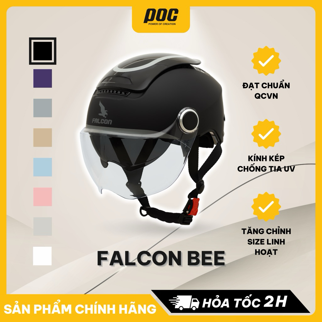 Nón POC Nửa Đầu 2 Kính Falcon F14 [Bee] Màu Đen Nhám - Chính Hãng [POC ...