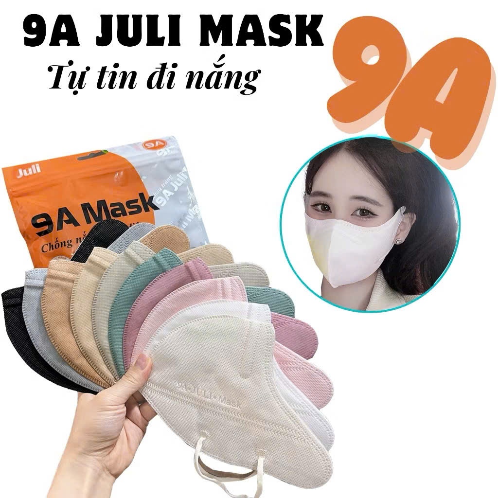 Set 100c Khẩu Trang 9A JULI 5 lớp kháng khuẩn form to che kín gò má