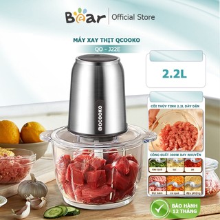 Máy xay thịt Qcooko Q0-J22E dung tích 2.2L, Máy xay thực phẩm đa năng động cơ mạnh mẽ 300W xay rau củ, xay sinh tố
