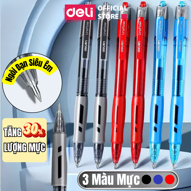 Bút Gel Deli 0.5mm mực đen – Vỏ trong suốt, dành cho học sinh và văn phòng S08/ S260