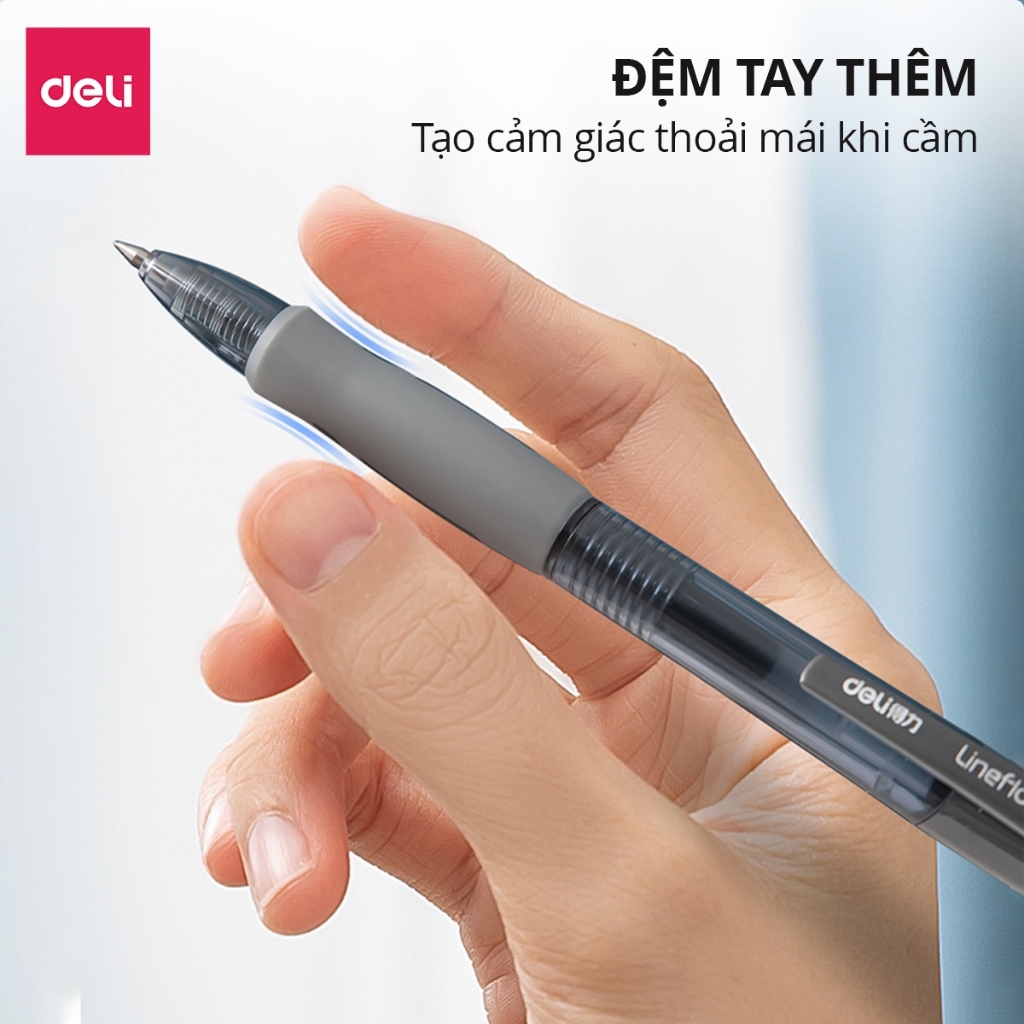 Bút Gel Deli 0.5mm mực đen – Vỏ trong suốt, dành cho học sinh và văn phòng S08/ S260