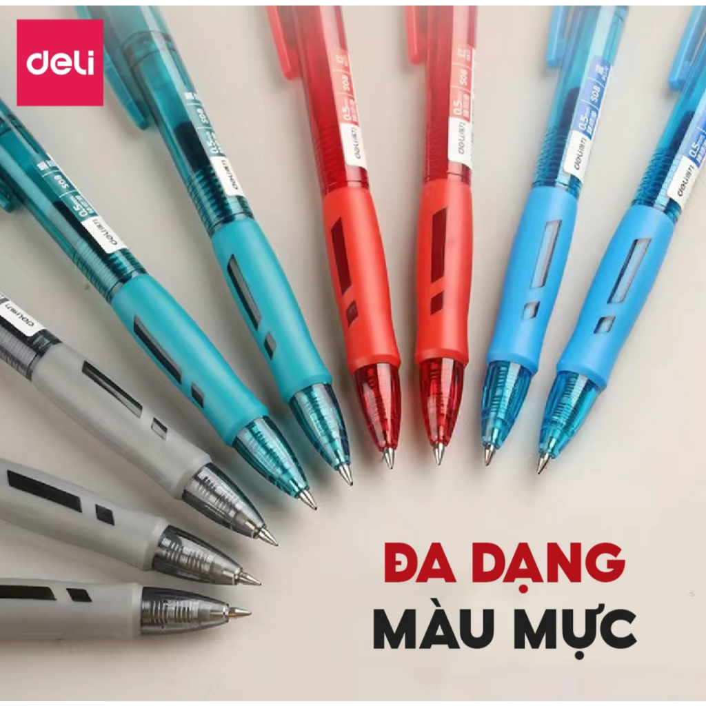 Bút Gel Deli 0.5mm mực đen – Vỏ trong suốt, dành cho học sinh và văn phòng S08/ S260