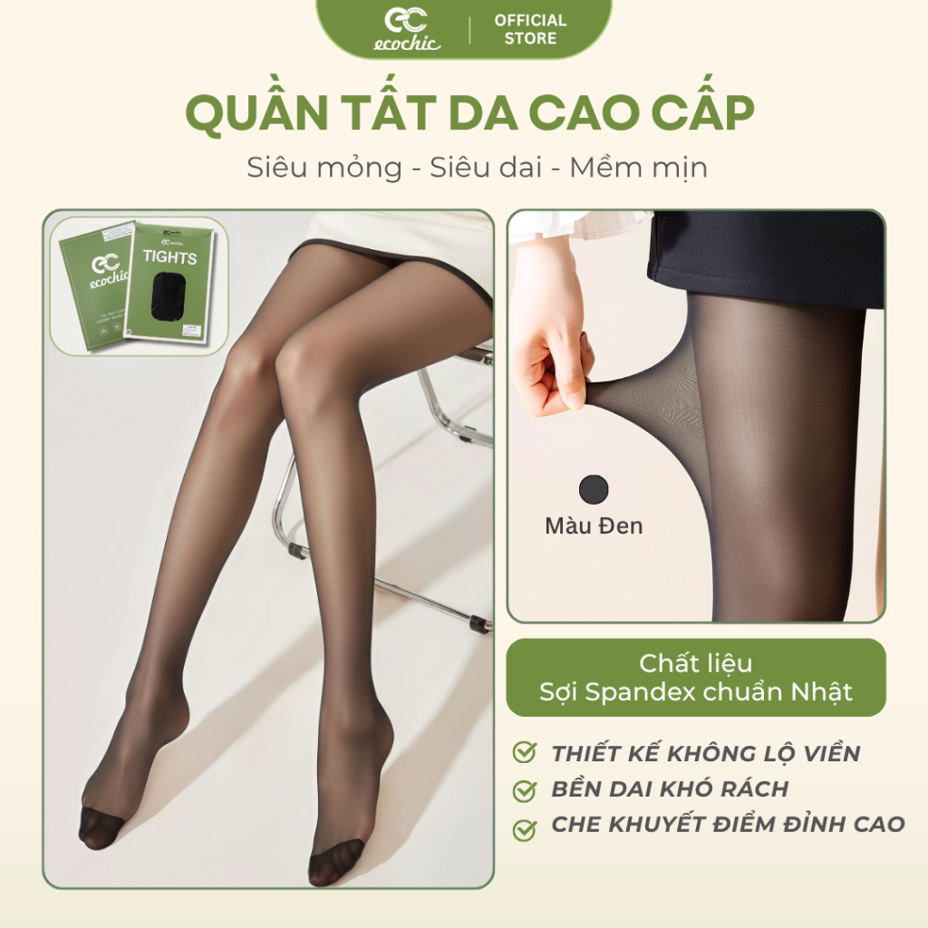 Quần Tất Da Chân ECOCHIC Siêu Mỏng Chất Liệu Cao Cấp Che Khuyết Điểm Chống Xước Rách Thon Gọn Chân Ver 2 A686 A685