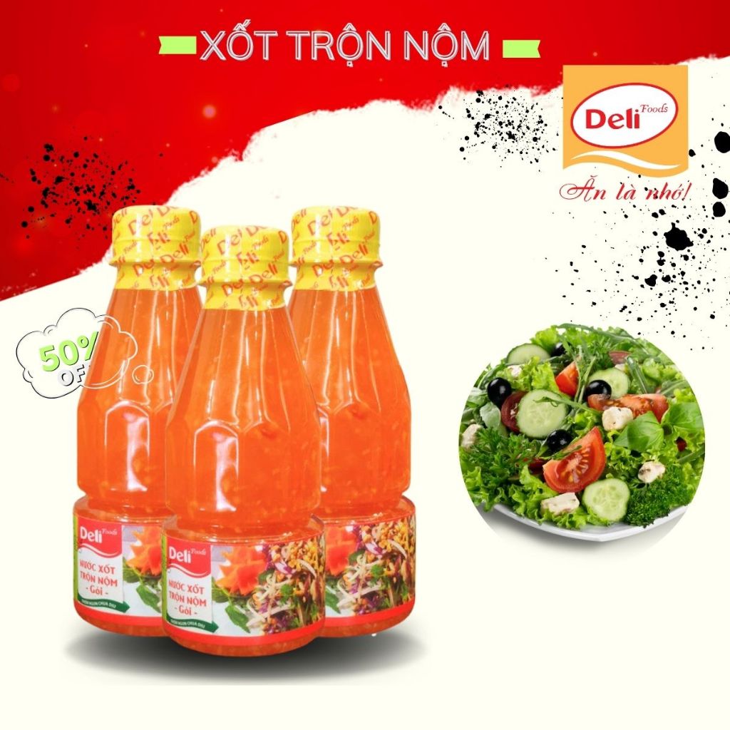 Xốt trộn nộm Deli Foods 250g, Gia vị nấu ăn chuẩn vị nêm sẵn, nguyên liệu hoàn toàn tự nhiên