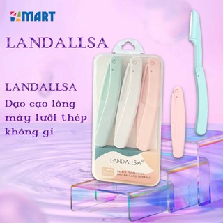 Dạo cạo lông mày lưỡi thép không gỉ LANDALLSA, bộ 3 dụng cụ tỉa chân mày gấp gọn, an toàn, dụng cụ make up