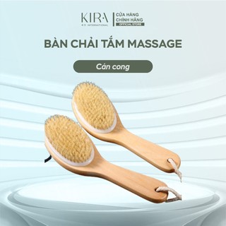 Bàn chải tắm massage cán dài và cọ khô toàn thân bằng gỗ – Tẩy tế bào chết, cải thiện lưu thông máu, spa tại nhà