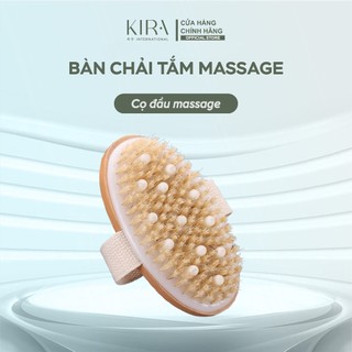 Bàn chải tắm massage cán dài và cọ khô toàn thân bằng gỗ – Tẩy tế bào chết, cải thiện lưu thông máu, spa tại nhà