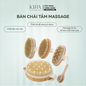 Bàn chải tắm massage cán dài và cọ khô toàn thân bằng gỗ – Tẩy tế bào chết, cải thiện lưu thông máu, spa tại nhà