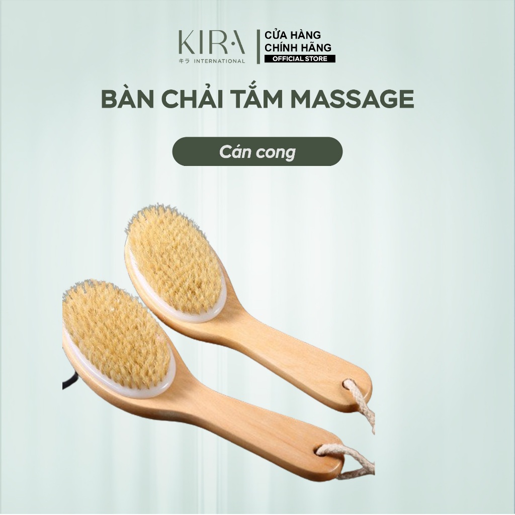 Bàn chải tắm massage cán dài và cọ khô toàn thân bằng gỗ – Tẩy tế bào chết, cải thiện lưu thông máu, spa tại nhà