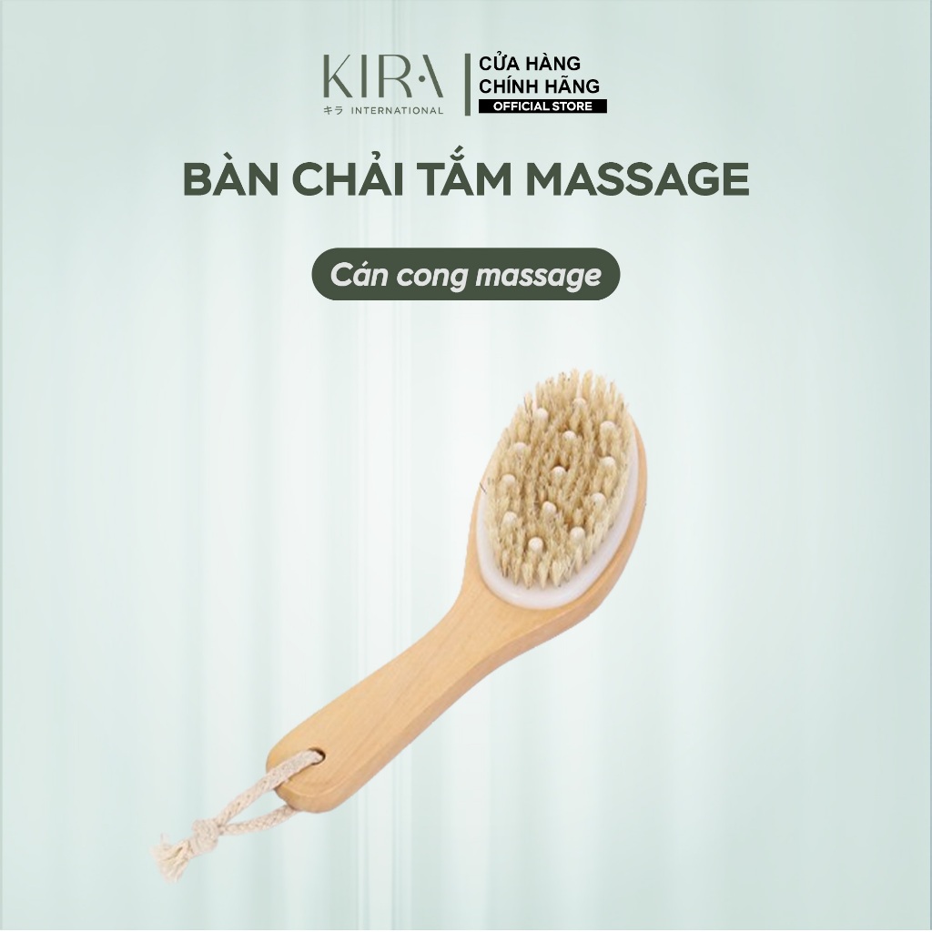 Bàn chải tắm massage cán dài và cọ khô toàn thân bằng gỗ – Tẩy tế bào chết, cải thiện lưu thông máu, spa tại nhà