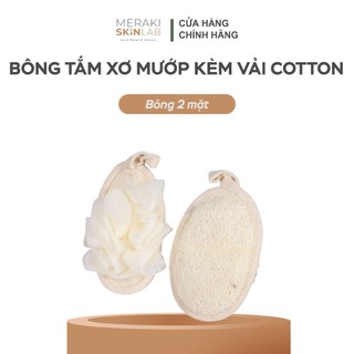 Miếng tắm xơ mướp kèm vải cotton mềm mại – Tẩy tế bào chết toàn thân – Nhanh mềm khi gặp nước – Miếng chà lưng và găng t