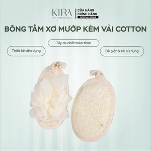 Miếng tắm xơ mướp kèm vải cotton mềm mại – Tẩy tế bào chết toàn thân – Nhanh mềm khi gặp nước – Miếng chà lưng và găng t