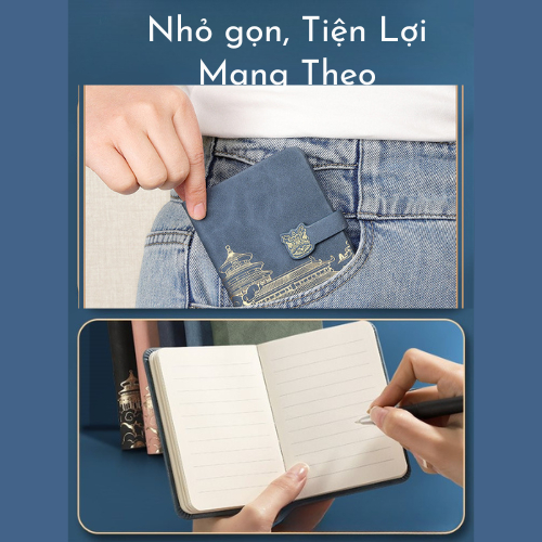 Sổ Mini, Sổ Tay Nhỏ  A7 A6 MESO 200 Trang - Sổ Bìa Da Chống Thấm Nước, Khóa Nam Châm, Họa Tiết Sang Trọng