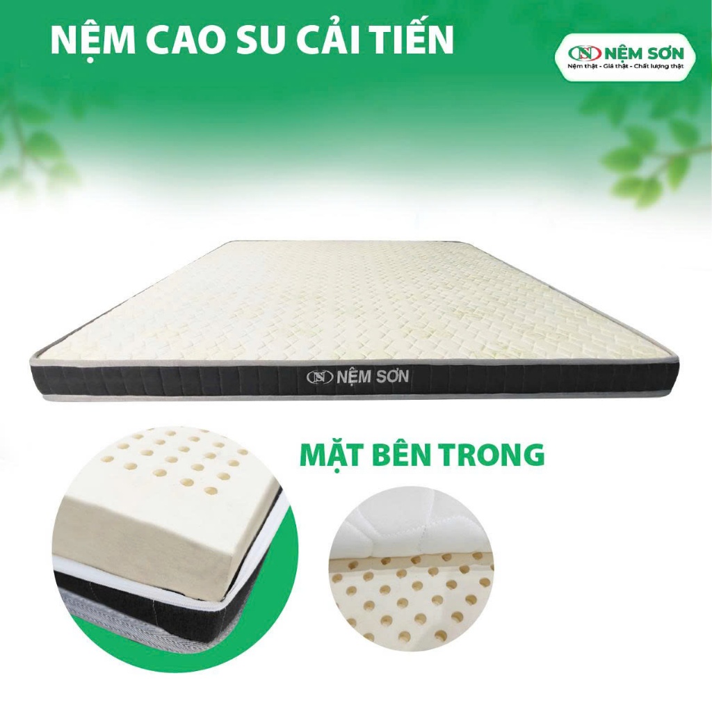[Mua 1 Tặng 8] - Nệm Cao Su Thiên Nhiên nguyên khối 10cm - Nệm Sơn - Bản Cải Tiến Vải Gấm Cao Cấp