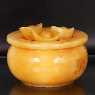 Bát Tụ Bảo (Tụ Bảo Bồn) Đá Ngọc Hoàng Long kích thước 10 cm