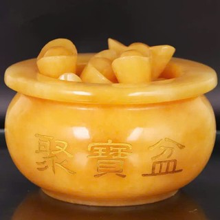 Bát Tụ Bảo (Tụ Bảo Bồn) Đá Ngọc Hoàng Long kích thước 10 cm
