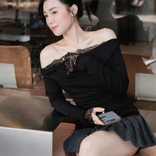 Áo Thời trang Black Bệt Vai Dài Tay Phối Ren Nhẹ Nhàng Nữ Tính Quyến Rũ