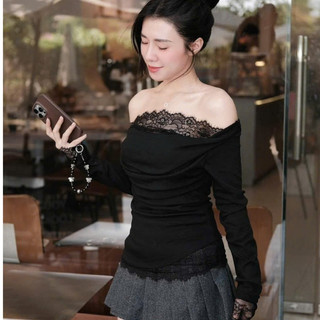 Áo Thời trang Black Bệt Vai Dài Tay Phối Ren Nhẹ Nhàng Nữ Tính Quyến Rũ