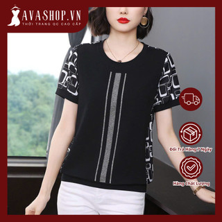 Áo Thun Xuân Hè Sang Trọng Che Bụng Cho Mẹ Béo SM02
