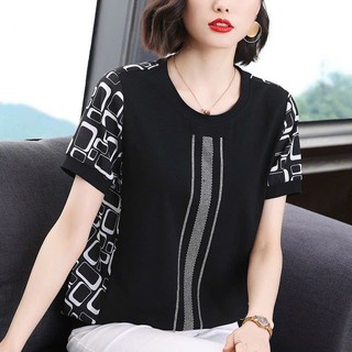 Áo Thun Xuân Hè Sang Trọng Che Bụng Cho Mẹ Béo SM02