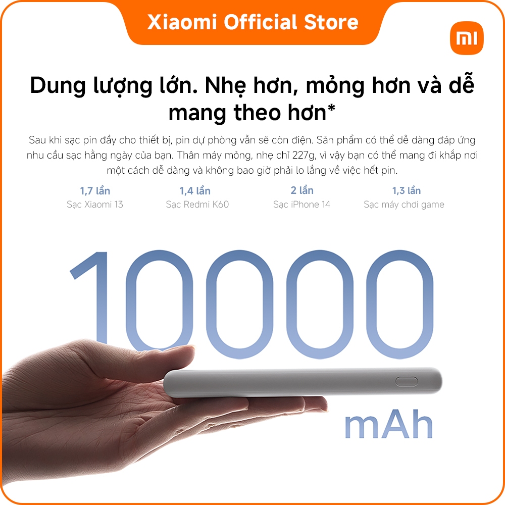 Sạc dự phòng Xiaomi Power Bank 10000mAh 22.5W Lite Nhỏ gọn, sạc nhanh, dùng mọi lúc mọi nơi | BigBuy360 - bigbuy360.vn