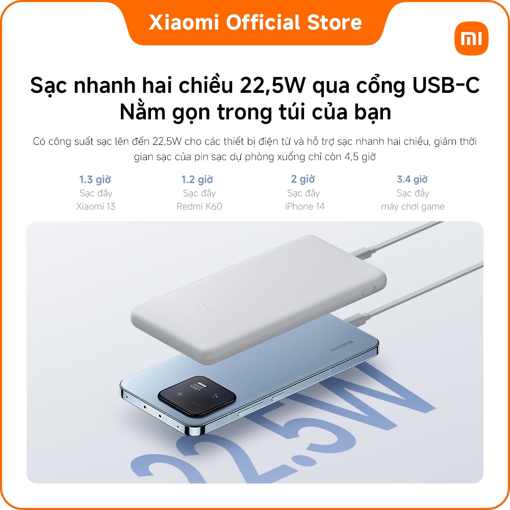 Sạc dự phòng Xiaomi Power Bank 10000mAh 22.5W Lite Nhỏ gọn, sạc nhanh, dùng mọi lúc mọi nơi | BigBuy360 - bigbuy360.vn