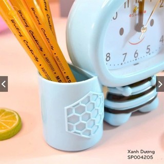 ĐỒNG HỒ KÈM ỐNG ĐỰNG BÚT CHO BÉ - Đồng Hồ Báo Thức Hình Ong 2in1 Dễ Thương,Ống Cắm Bút Hình Con Ong Decor Bàn Học