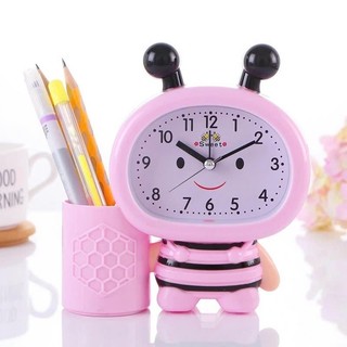 ĐỒNG HỒ KÈM ỐNG ĐỰNG BÚT CHO BÉ - Đồng Hồ Báo Thức Hình Ong 2in1 Dễ Thương,Ống Cắm Bút Hình Con Ong Decor Bàn Học
