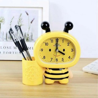 ĐỒNG HỒ KÈM ỐNG ĐỰNG BÚT CHO BÉ - Đồng Hồ Báo Thức Hình Ong 2in1 Dễ Thương,Ống Cắm Bút Hình Con Ong Decor Bàn Học