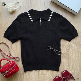 Áo Polo Nữ Cổ Bẻ Twentyfive Thiết Kế Khóa Kéo Trước Ngực, Áo Len Nữ Ngắn Tay Form Basic Tôn Dáng Dễ Phối Đồ 6977