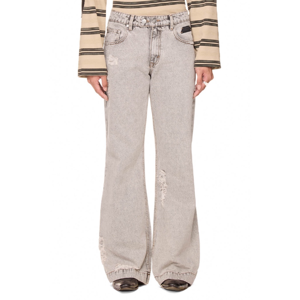 Quần jean wash ống loe unisex - BEUTER® WASHED FLARE JEANS - GREY