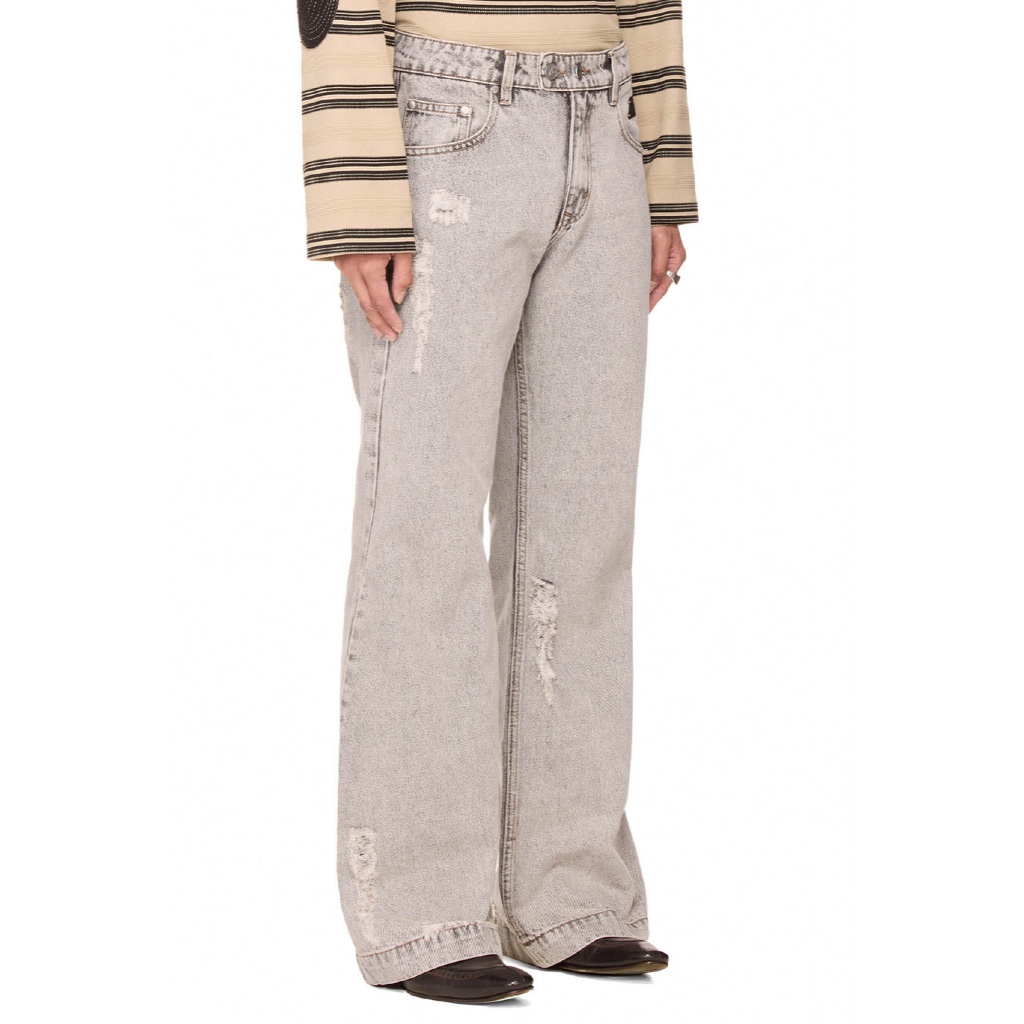 Quần jean wash ống loe unisex - BEUTER® WASHED FLARE JEANS - GREY | BigBuy360 - bigbuy360.vn