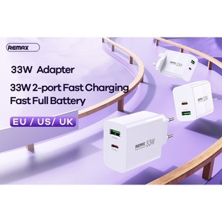Cốc sạc nhanh 2 cổng REMAX RP-U122 chân tròn EU, USB-A QC3.0 18W, TypeC PD 30W, Total 33W (Trắng) - Phụ Kiện Nhất Tín