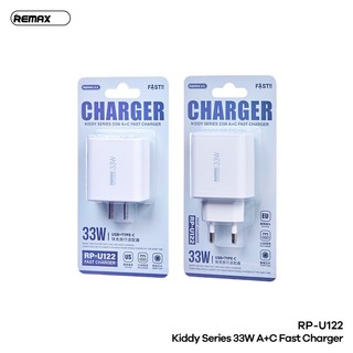 Cốc sạc nhanh 2 cổng REMAX RP-U122 chân tròn EU, USB-A QC3.0 18W, TypeC PD 30W, Total 33W (Trắng) - Phụ Kiện Nhất Tín