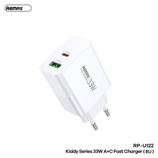 Cốc sạc nhanh 2 cổng REMAX RP-U122 chân tròn EU, USB-A QC3.0 18W, TypeC PD 30W, Total 33W (Trắng) - Phụ Kiện Nhất Tín