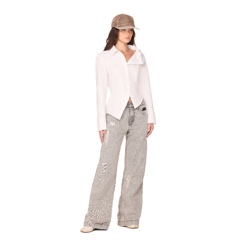Quần jean wash ống loe unisex - BEUTER® WASHED FLARE JEANS - GREY | BigBuy360 - bigbuy360.vn