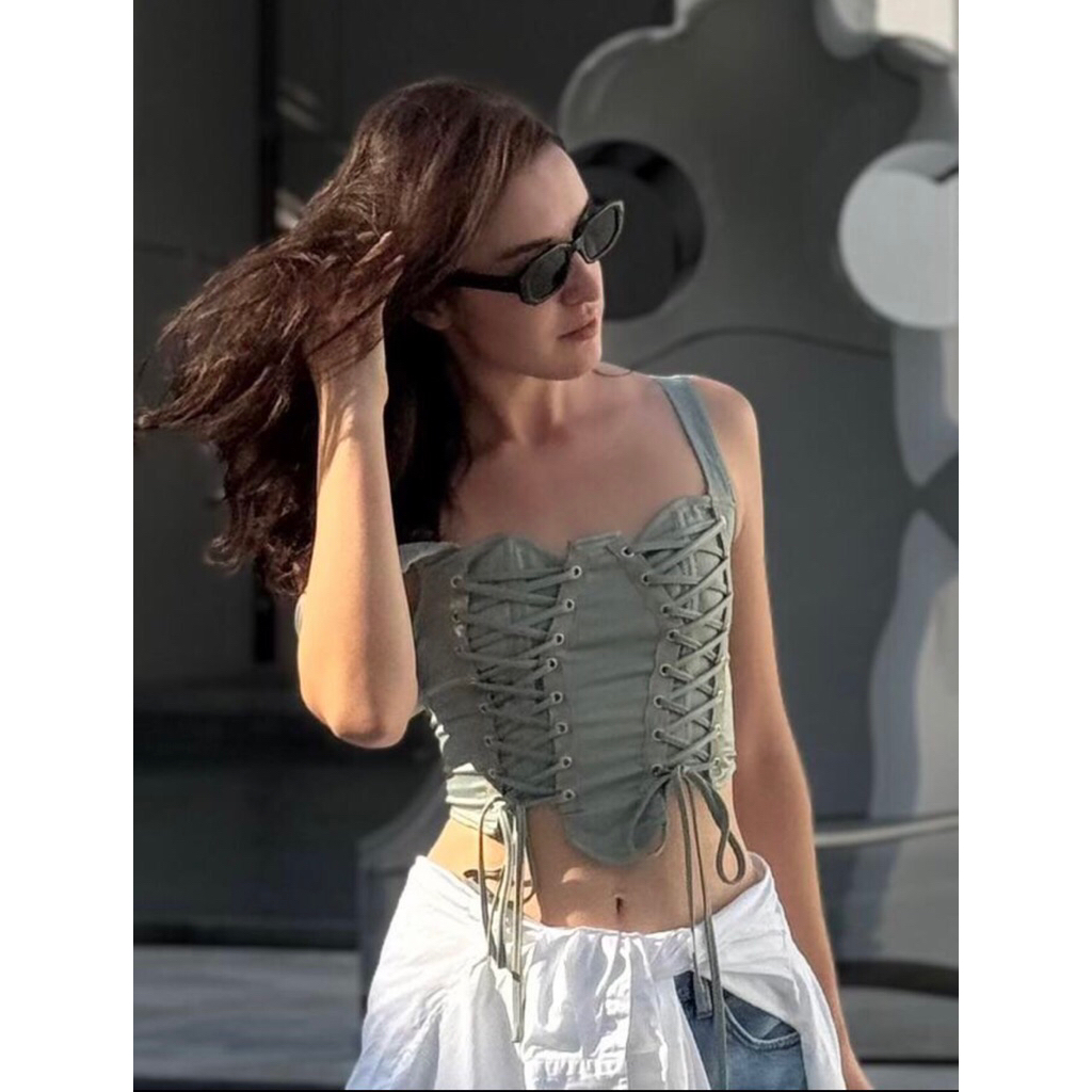 Cider | Áo corset rút dây chất thun lụa hàng full tag