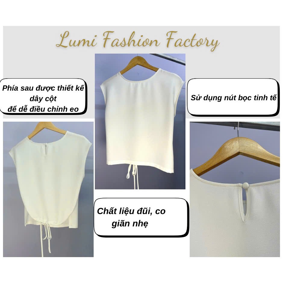 LUMI - Set đồ nữ áo kiểu cột nơ sau phối chân váy lụa dài xẻ tà thanh lịch nhẹ nhàng đi làm, đi chơi
