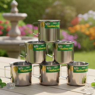 COMBO 10 Ly uống nước inox an toàn, loại dày, tiện lợi, ca làm đá có quai Trường Thành nhiều kích thước - Phương Trang