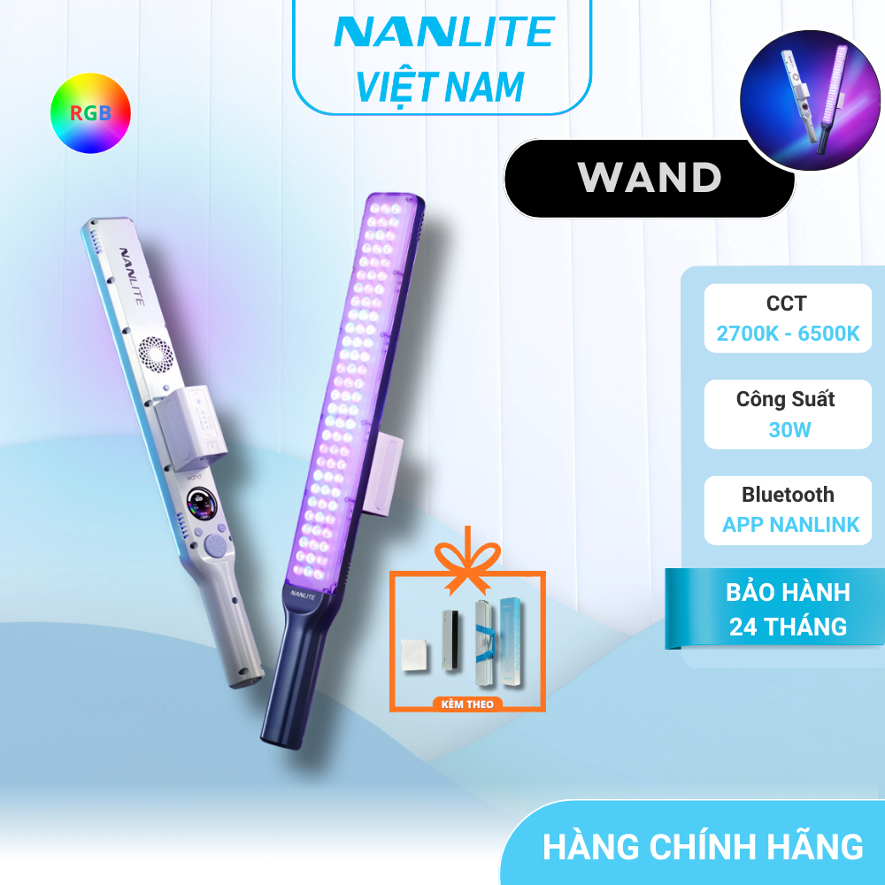 Luce LED Video NANLITE Wand 30W Bicolore 2700-7500K – Barra LED Portatile Con Controllo APP E Barndoors (Blu Notte)