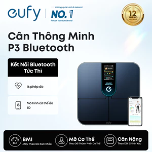 Cân thông minh eufy P3 by Anker, phân tích 16 chỉ số cơ thể, hỗ trợ app, mô hình cơ thể 3D trực quan