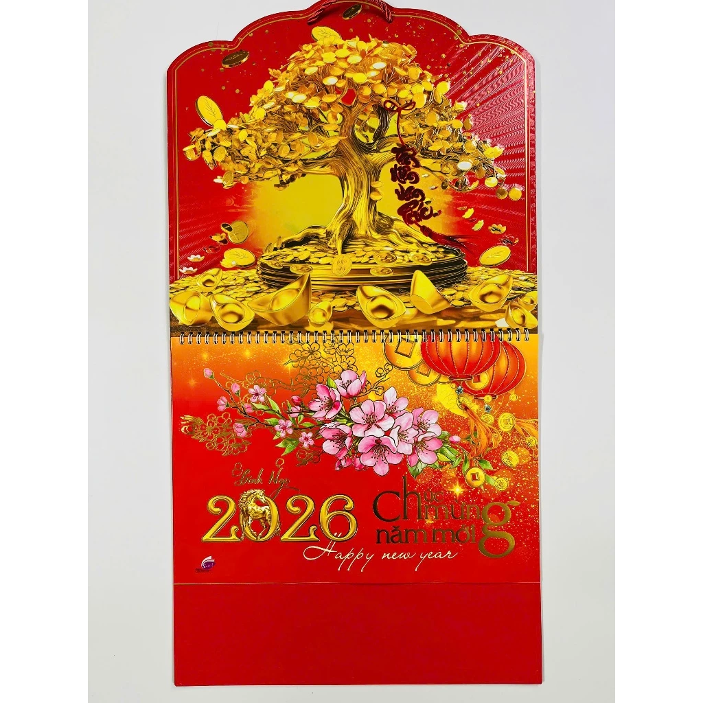 Lịch 2026 Lịch tết 2026, Lịch âm dương treo tường 12 tờ 30x40cm mỗi tháng là 1 tờ