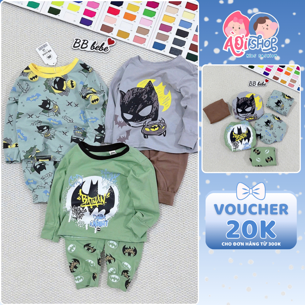 [À ƠI SHOP] C14- set 3 bộ dài tay dơi đen batman - a100.263