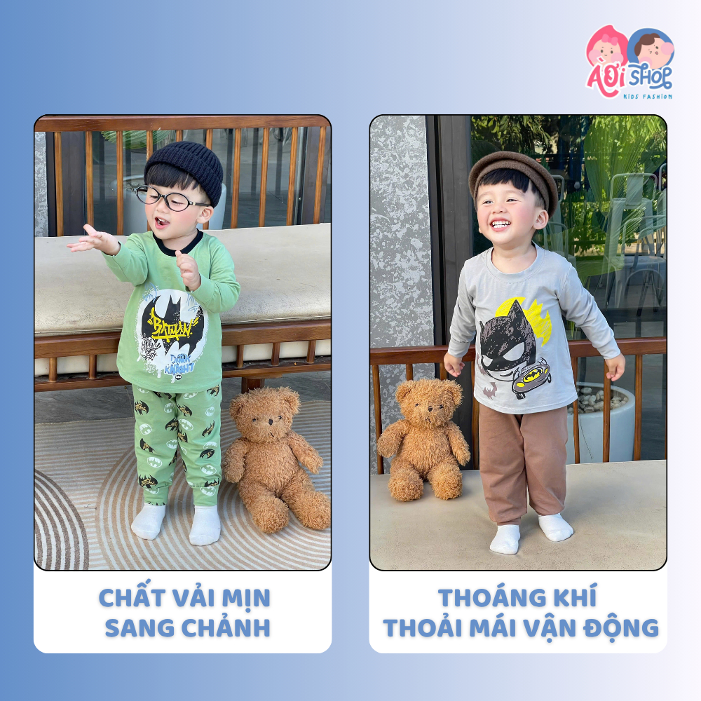 [À ƠI SHOP] C14- set 3 bộ dài tay dơi đen batman - a100.263