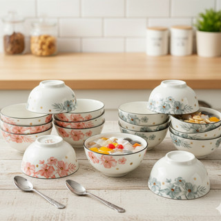 10 CHÉN NHỎ SỨ BÔNG 4D ( ĐỰNG CHÈ, NƯỚC TƯƠNG, NƯỚC MẮM) - 8.5CM - Phương Trang