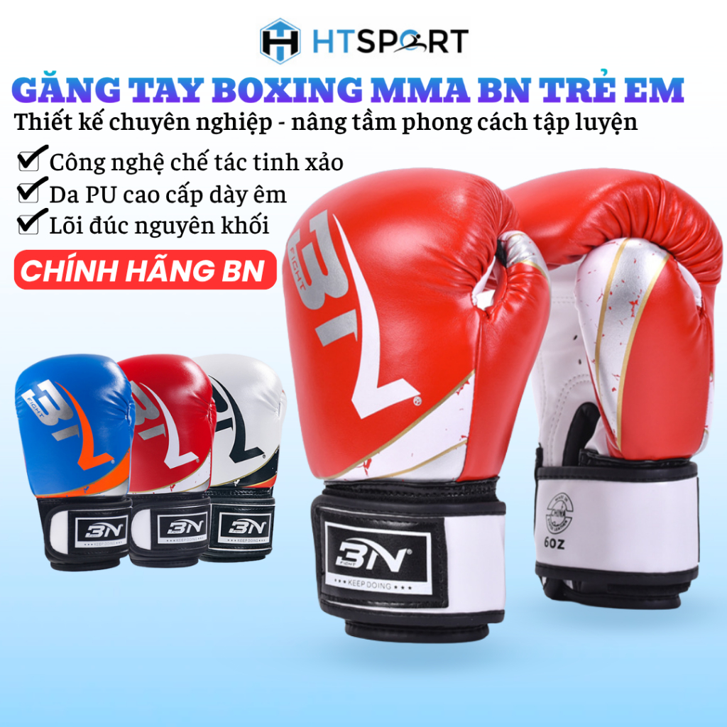 Bao Tay Đấm Bóc Trẻ Em, Găng Tay Boxing Muay Thái Quyền Anh BN Cho Bé Nhiều Màu Cao Cấp Chính Hãng