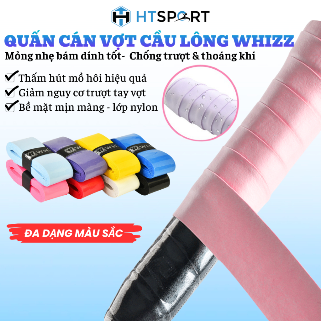 Cuốn Cán Vợt, Quấn Cán Vợt Cầu Lông WHIZZ Chống Trơn Mềm Mại Bám Tay Thấm Mồ Hôi