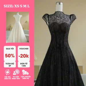 ĐẦM REN ĐEN TRẮNG DÁNG DÀI MAXI