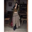 Chân váy caro dáng dài bất đối xứng phối tua rua vintage thời trang nữ | KHAO Boutique